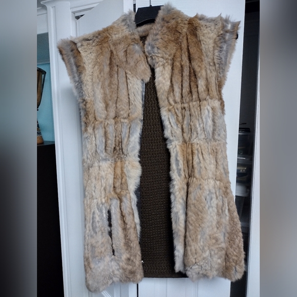 Linda Richards Luxury Reversible Rabbit Fur Silk Vest Jacket Top Medium - Picture 3 of 10